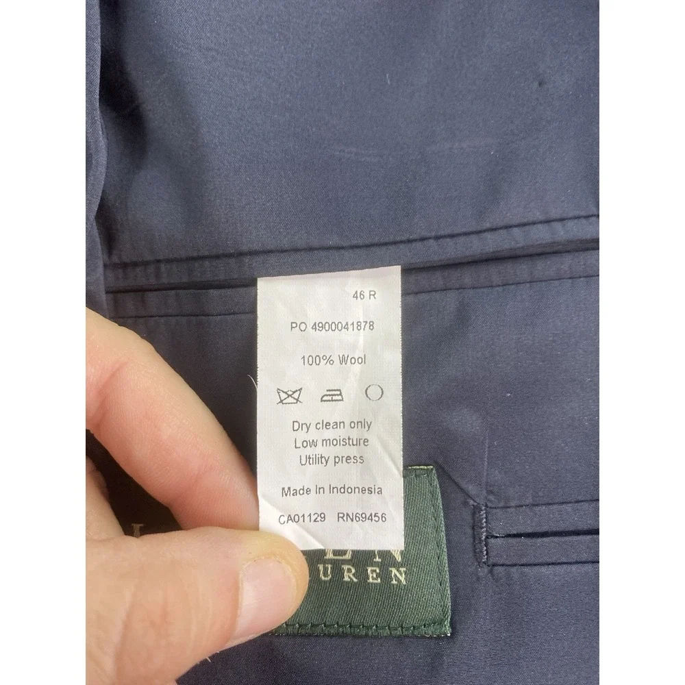 Ralph Lauren Blazer 46 R Navy Wool Gold Button Logo University Premium Sport LRL